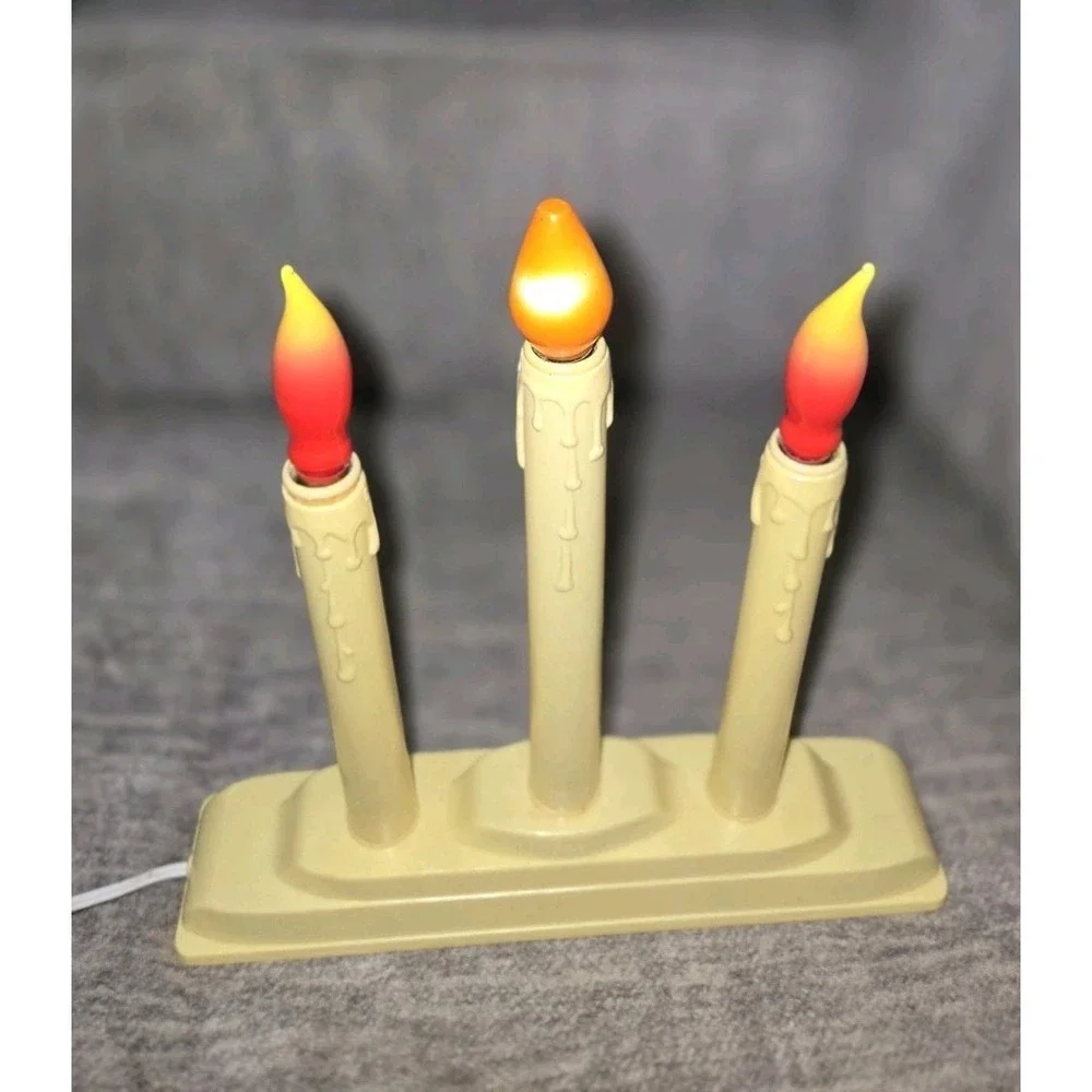 VINTAGE 2 sets Christmas Candelabras Window Candles 3 light Electric Tested
